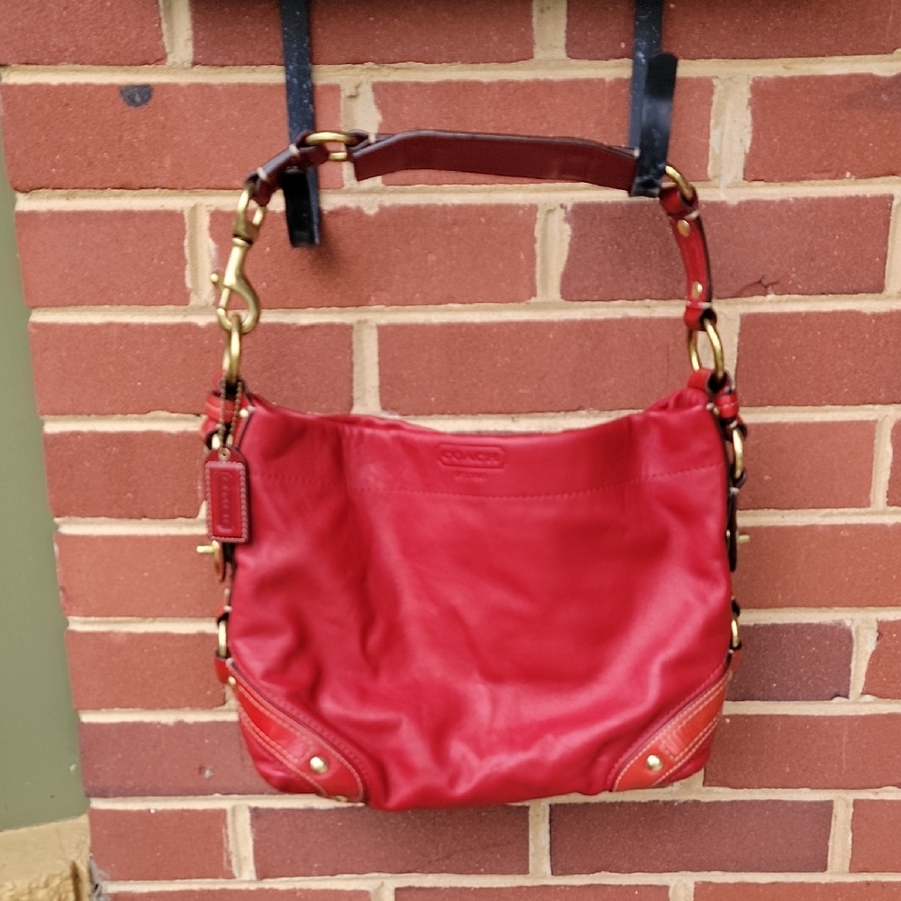 Coach Y2k Hobo Red Leather
